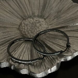 Swarovski Elegant Black and Silver Crystal Earrings